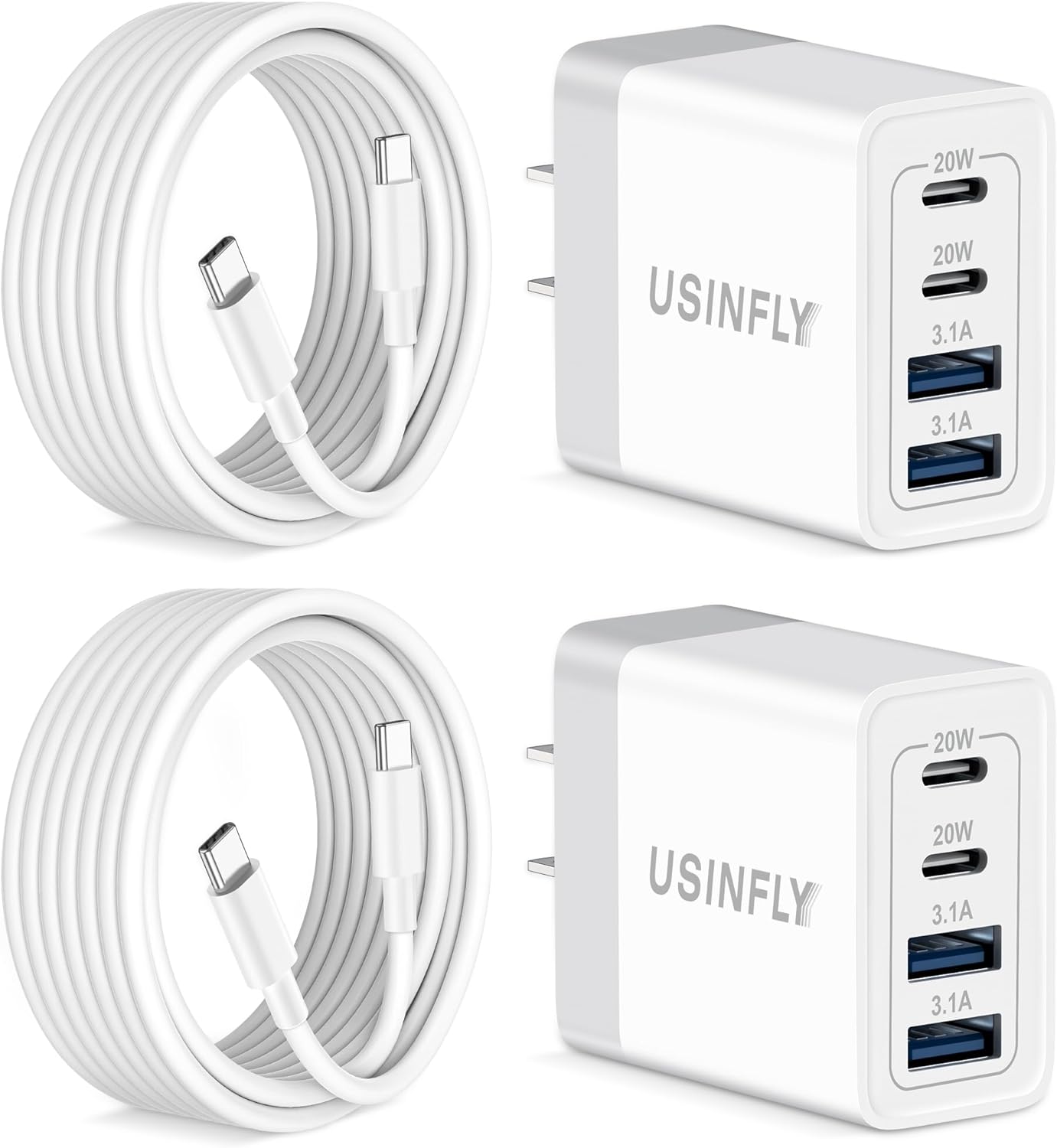 for iPhone 15 Charger USB C Charger for iPhone 15/15 Plus/15 Pro/15 Pro Max, iPad Pro/Air/Mini, AirPods Pro, 2Pack 40W Multiport Type C Fast Charger Block with 6FT USB-C to USB-C Cable