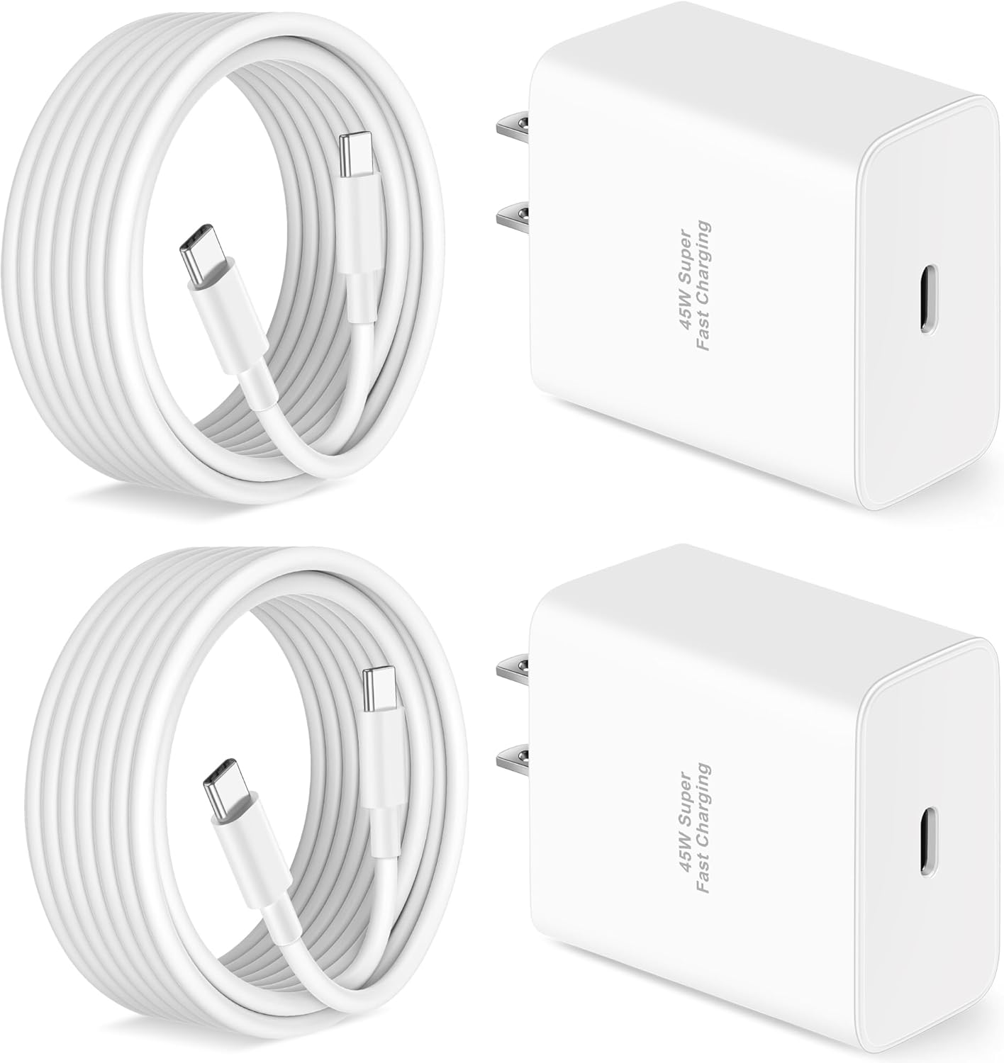 USINFLY S24/S23 Ultra Charger, 2Pack 45W Super Fast Wall Charger, USB C Android Phone Charger Block with 10FT Long Type C Cable for Samsung Galaxy S24/S23 Ultra/S23+/S22 Ultra/ S22/S21/S20/Note 20/10