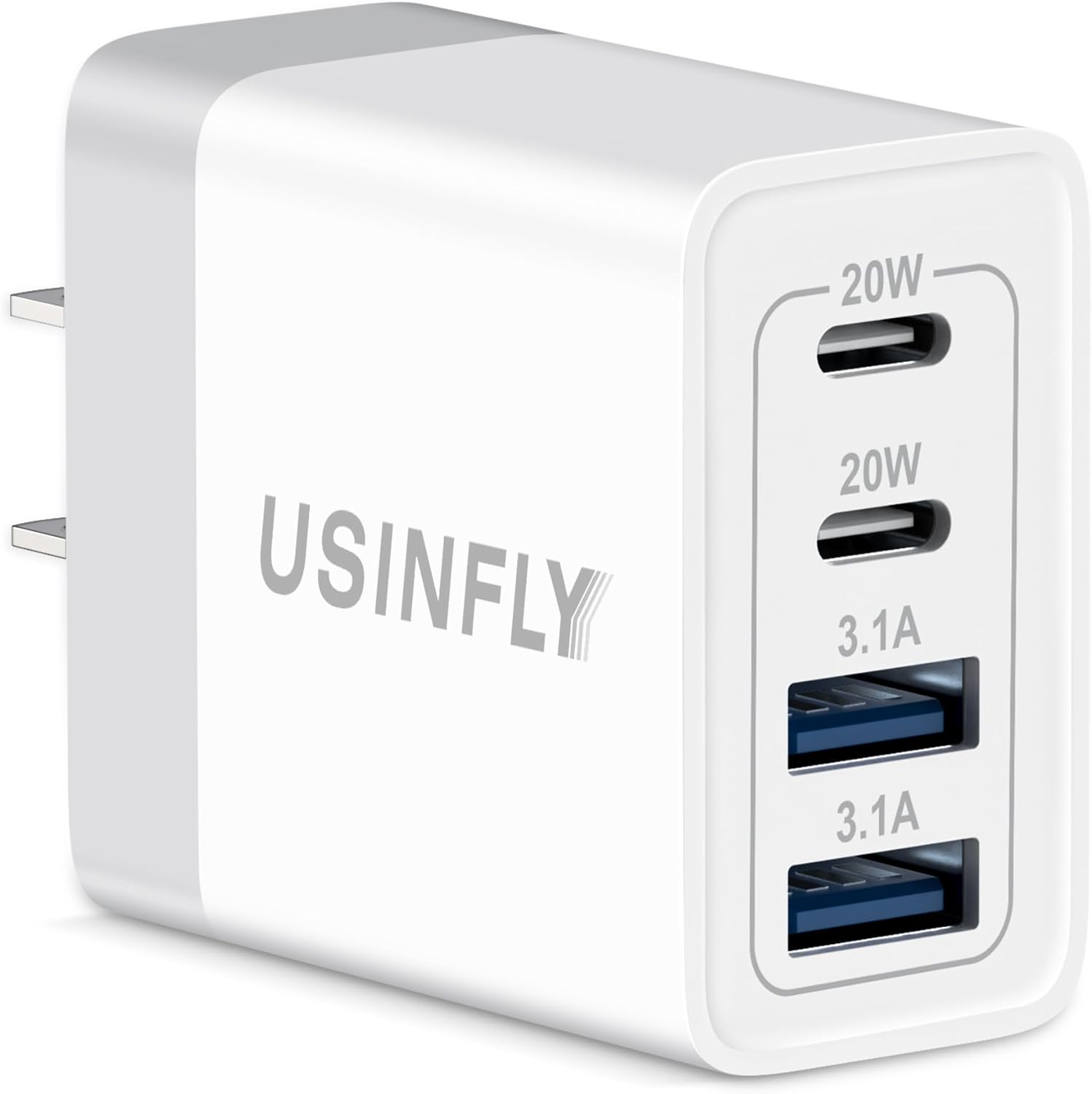 USB C Charger Block, 40W 4-Port Type C Fast Charging Block PD+QC Power Adapter Charger Plug Brick Cube for iPhone 17e/17/Air/16/15/14/13/12 Pro Max, iPad, Galaxy S26/S25/S24, Pixel, Tablet, Android