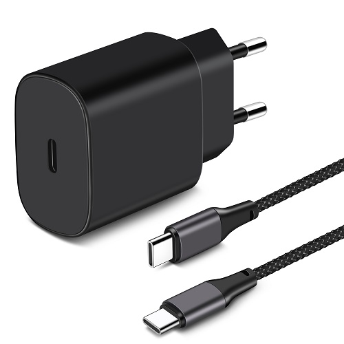 25W Fast European Travel Plug Adapter, USB C Charger Block Super Fast Charger Type C, US to Europe (EU) Plug Adapter & 6FT USB C to USB C Charger Cable for Samsung Galaxy S23 S22 S21 Ultra S20 Note 20
