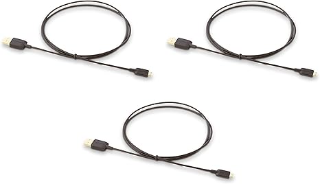USINFLY 3-Pack USB-A to Micro USB Charging Cable, 480Mbps Transfer Speed, Gold-Plated Plugs, USB 2.0, 3 Foot, Black